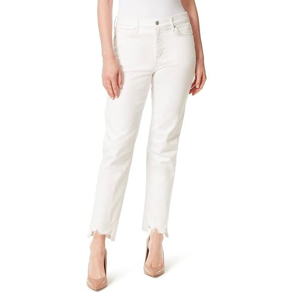 Jessica Simpson Jeans Size 26 Slim Straight Stretch Raw Frayed Hem Shark Bite - Picture 2 of 13